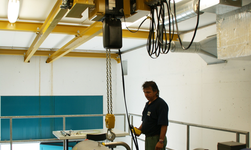 Underslung travelling crane with electric chain hoist in waste water treatment plant