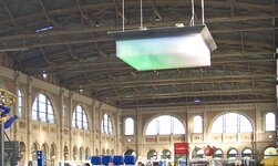 Electric chain hoists carry lighting in Zurich station