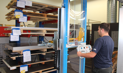 Storage and removal of panels with shelf storage operation unit