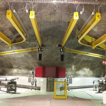 Monorail in tunnel system Suspension monorails with curves for goods transport