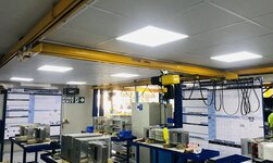 A crane system in a workshop with a very low space