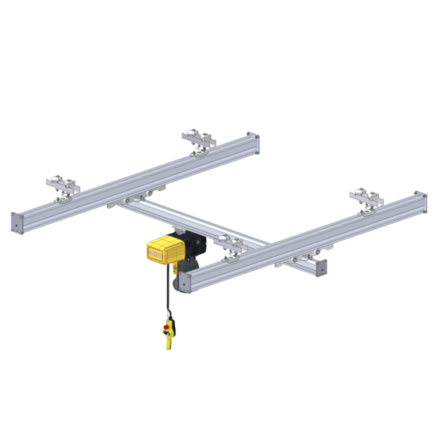 Light crane system with electric chain hoist used as indoor crane