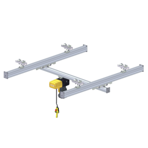 Light crane system with electric chain hoist used as indoor crane