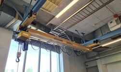 Bridge crane with electric chain hoist for moving loads