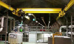 Crane system is used for transport of goods in tunnel system