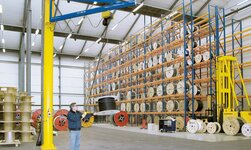 Slewing crane is used for transport of heavy roll