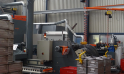 Slewing crane for in-house goods logistics