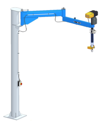 Slewing crane with large slewing range