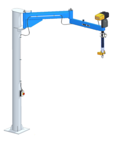 Slewing crane with large slewing range