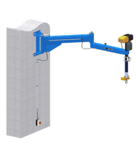 Slewing crane with large slewing range
