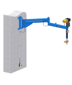 Slewing crane with large slewing range