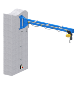 Slewing wall crane for high load capacities and long reach
