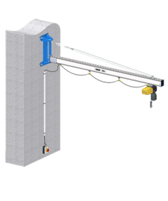 Slewing crane with aluminium jib for smooth movement of the load